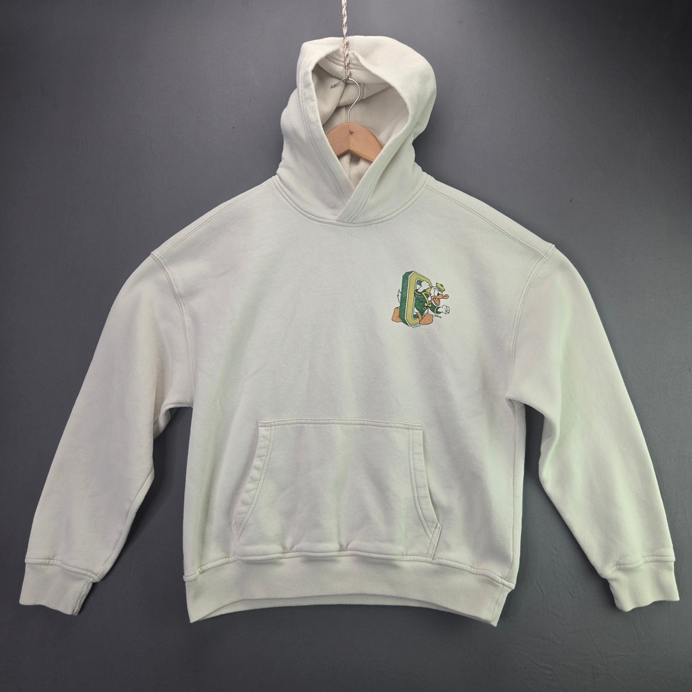 Hollister Oregon Ducks Hoodie Disney Donald Duck Boxy Fit M Cream Vintage Style